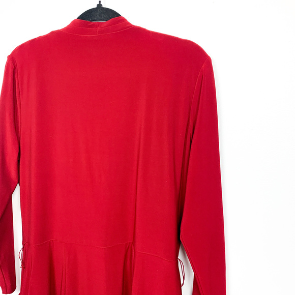 Jones New York V Neck Long Sleeve Red Formal Dress - Picture 7 of 9